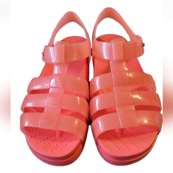 Crocs Womens Splash Glossy Fisherman Sandals Strappy Platform Watermelon Pink 6 - Picture 3 of 6